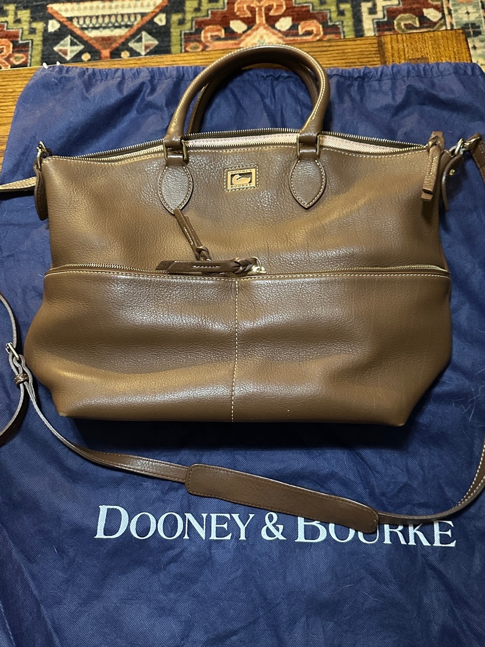 Classic Brown Leather Tote Handbag - Dooney & Bourke Everyday Carry